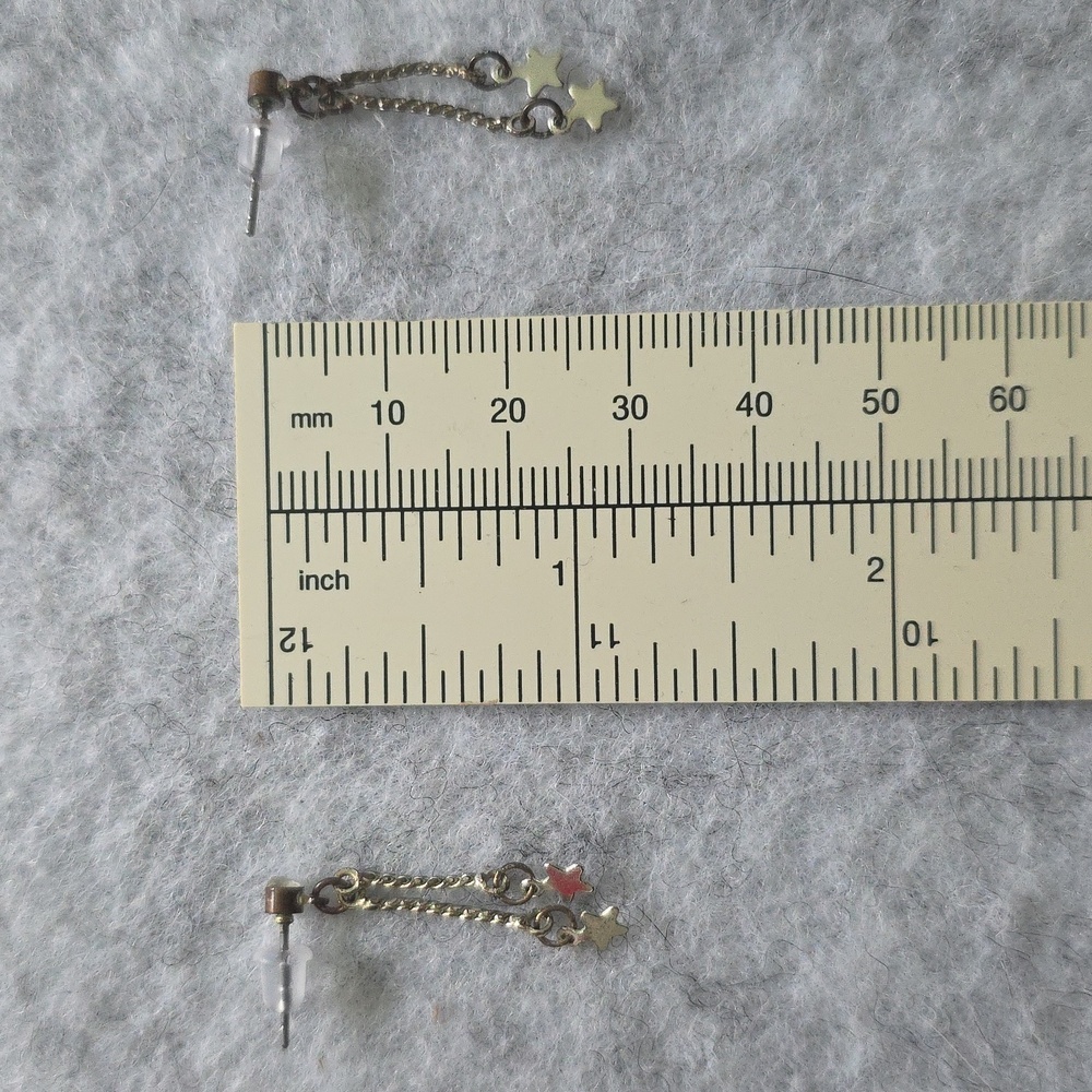Silver Toned Star And Rhinestone Dangle Earrings - Picture 3 of 3
